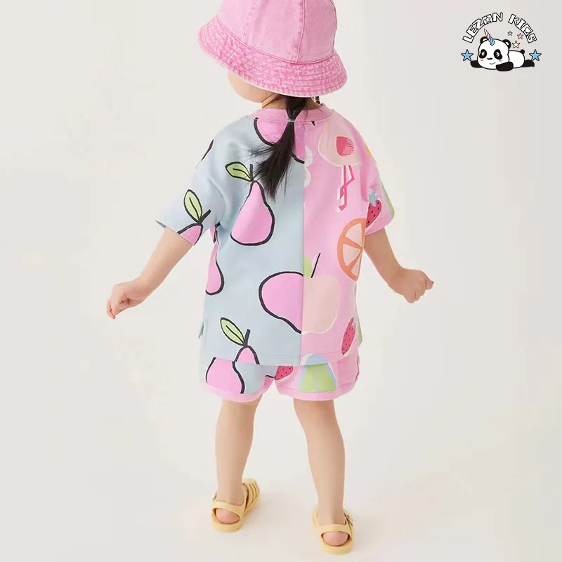 LEZONKIDS - Conjuntos de Roupas Femininas Personalizáveis com Estampa Divertida para o Verão, Manga Curta, para Meninas de 2 a 14 Anos
